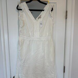 Loft Embroidered Ruffle Midi Pocket Dress - NWT - Size 14